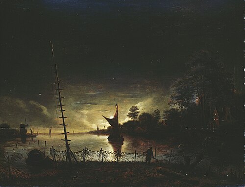 Moonlit landscape, 1650, Anthonie van Borssom