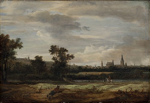 Landscape with a View Towards a Town, 1671, Anthonie van Borssom