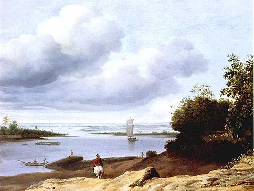 A Broad River View with a Horseman, 1660, Anthonie van Borssom