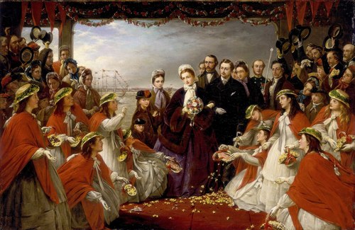 The Landing of HRH the Princess Alexandra at Gravesend, March 7 1863, 1864, Henry Nelson O'Neil
