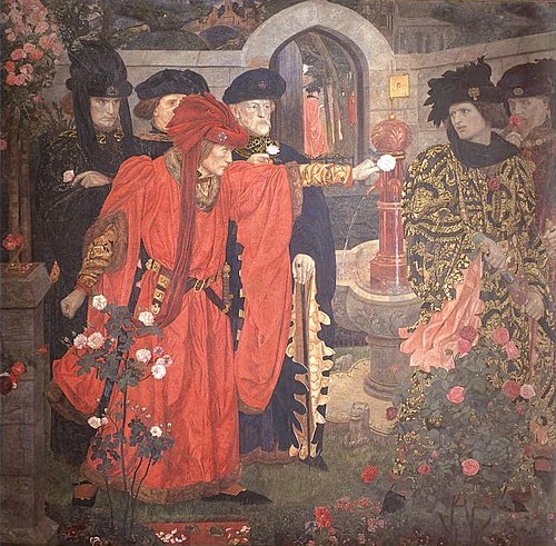Plucking the Red and White Roses in the Old Temple Gardens, 1910, Henry Payne