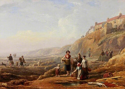 Old Cullercoats, Spate Gatherers, , Henry Perlee Parker