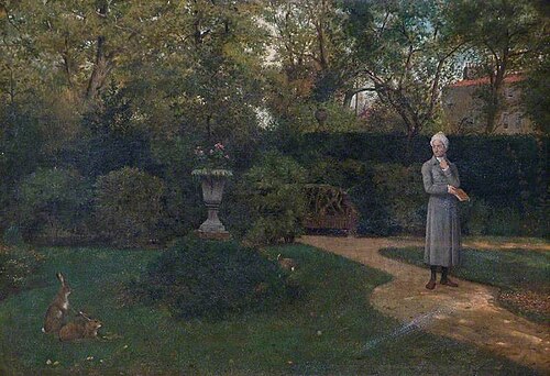 Cowper Walking in the Garden at Weston Underwood, Buckinghamshire, , Henry Stacy Marks