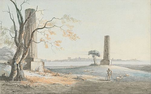 Remains of the Temple of Olypian Jove with a View of Ortygia, Syracuse, , Henry Tresham