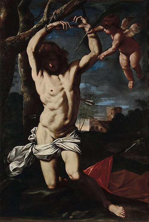 Saint Sebastian and an angel, 1640, Simone Cantarini