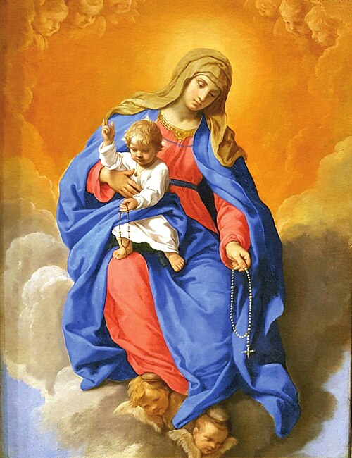 Our Lady of the Rosary with Child, 1650, Simone Cantarini
