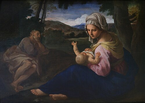 Le Repos pendant la fuite en Égypte, 1637, Simone Cantarini