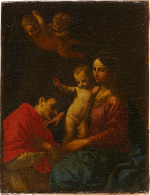 Madonna and Child, worshipped by St Carlo Borromeo, 1640, Simone Cantarini