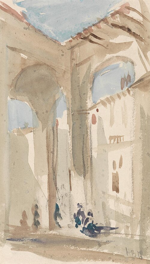 Figures in an eastern colonnade, , Hercules Brabazon Brabazon
