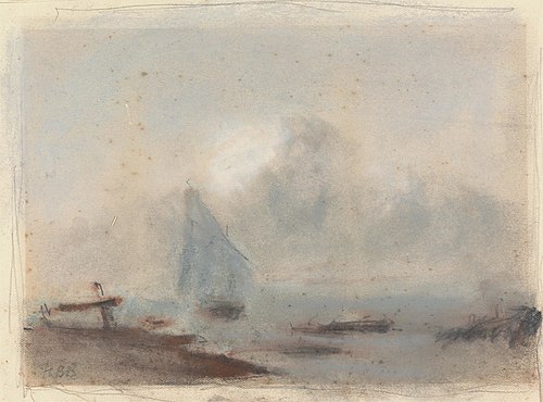 A Sailing Ship near Shore, , Hercules Brabazon Brabazon