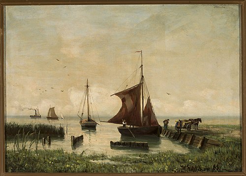 Sail boats at the lakeside, 1889, Walter Leistikow