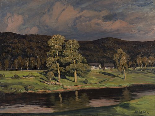 Abendlicht, Landschaft mit zwei Eichen, 1900, Walter Leistikow