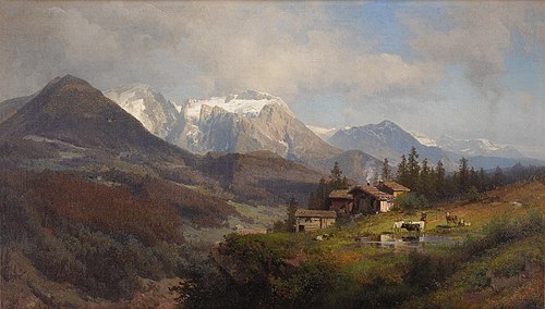 An Alpine Village, , Hermann Ottomar Herzog