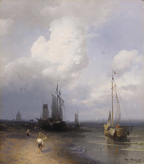Dutch Coastal Scene, 1850, Hermann Ottomar Herzog