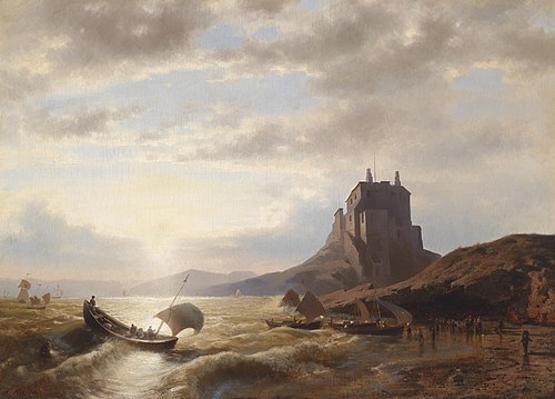 Coastal Landscape with Fishermen, 1850, Hermann Ottomar Herzog