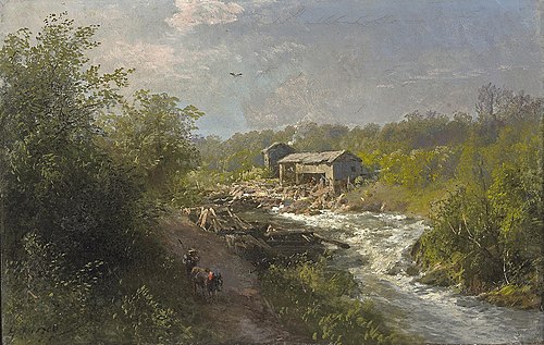Mill by a Mountain Stream, 1850, Hermann Ottomar Herzog