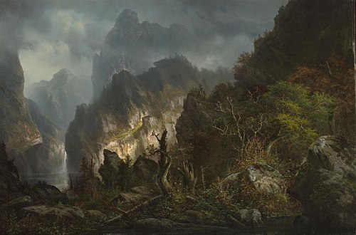 Storm in the Mountains, 1850, Hermann Ottomar Herzog