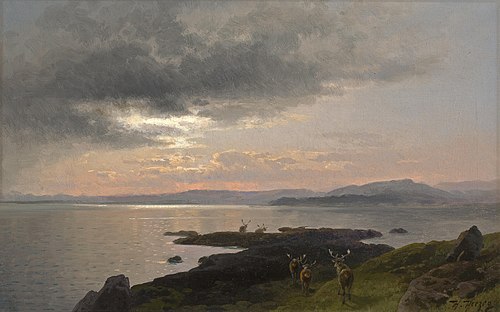 Twighlight over a Lake, 1850, Hermann Ottomar Herzog