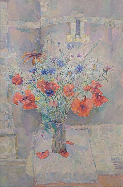 Wild Flowers and Church Walls, Chatillon, 1983, Herman Rose