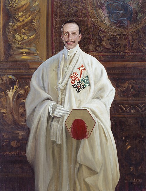 Alfonso XIII con hábito de maestre de las órdenes militares, 1928, Carlos Vázquez Úbeda