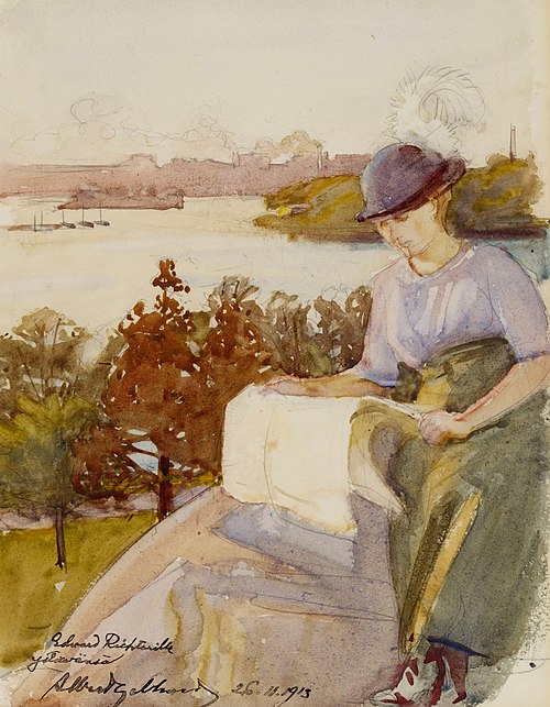 Woman Reading, 1913, Albert Gebhard
