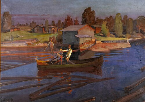 Log driving, 1900, Albert Gebhard