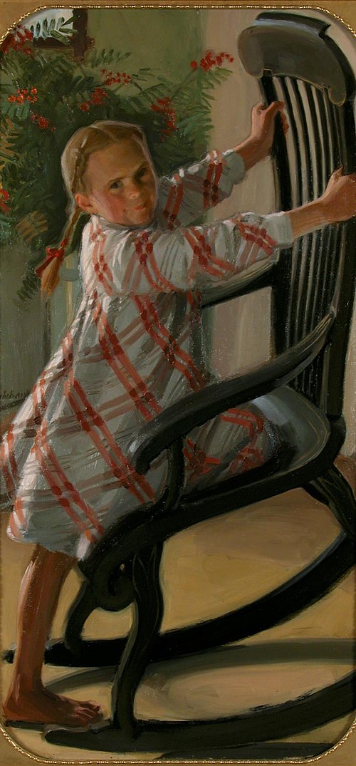 Tyttö ja keinutuoli, 1908, Albert Gebhard