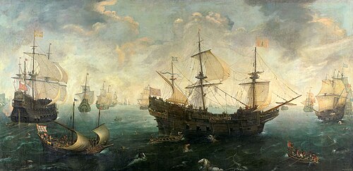The Spanish Armada off the English coast, 1620, Cornelis Claesz van Wieringen