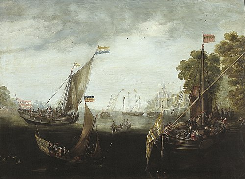Zeilschepen op een rivier, 1626, Cornelis Claesz van Wieringen