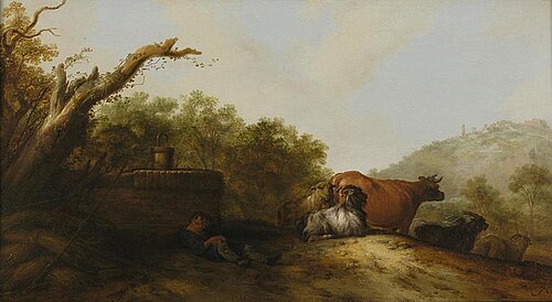 Landschap met slapende herder, 1650, Jacobus Mancadan