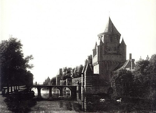 Kleine Houtpoort City Gate in Haarlem., 1690, Gerrit Berckheyde