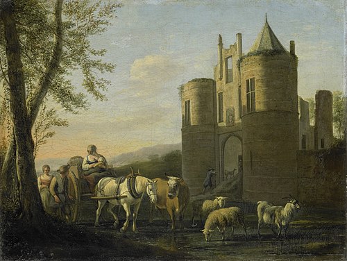 The main gate to Egmond Castle, 1684, Gerrit Berckheyde