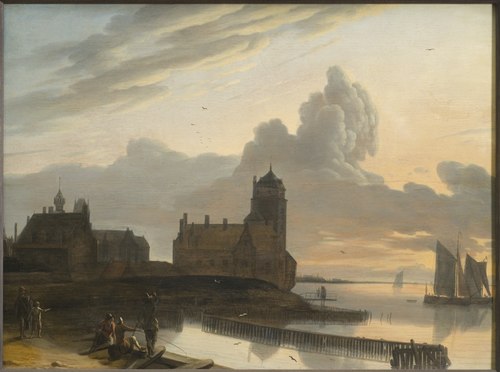 German River Landscape with a Town, 1660, Gerrit Berckheyde
