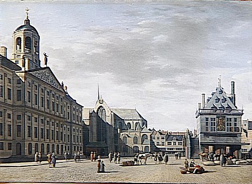 Vue de la place du Dam à Amsterdam, 1675, Gerrit Berckheyde