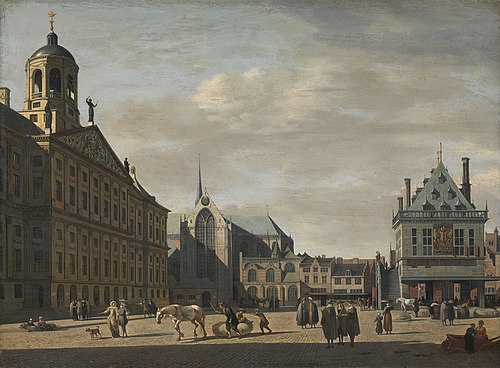 View of Dam Square, with the Old Weigh House, 1674, Gerrit Berckheyde