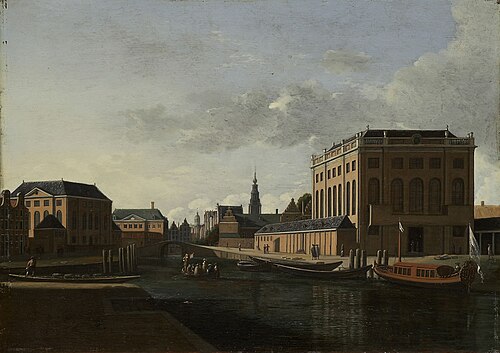 View of the Two Synagogues of Amsterdam, 1685, Gerrit Berckheyde