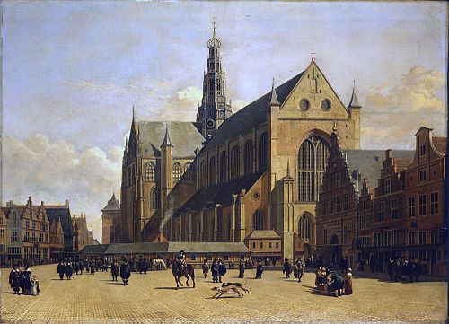 Market Place at Haarlem, Looking towards Grote Kerk, 1665, Gerrit Berckheyde