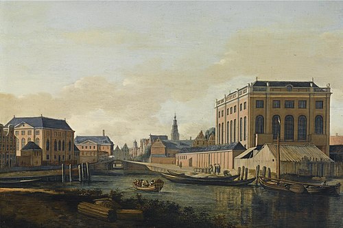 View of the Two Synagogues of Amsterdam, 1685, Gerrit Berckheyde