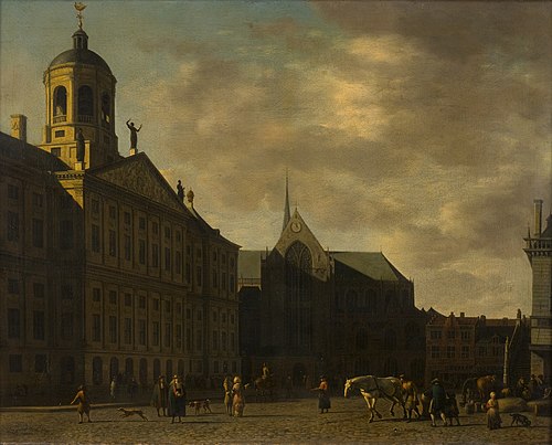 Gezicht op de Dam te Amsterdam, 1682, Gerrit Berckheyde