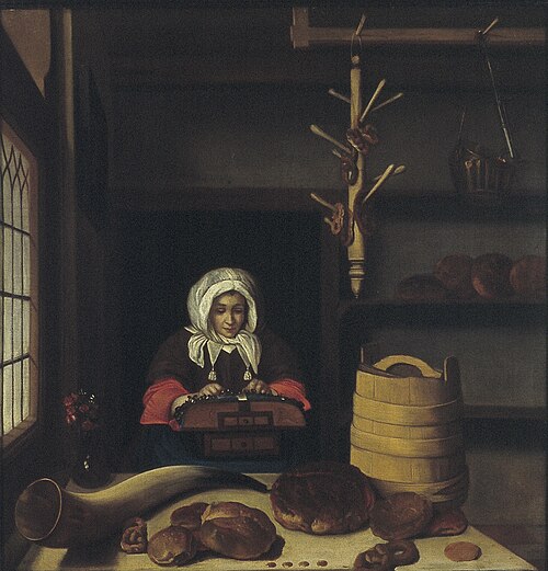 Lacemaker in  a bakery, 1671, Job Berckheyde