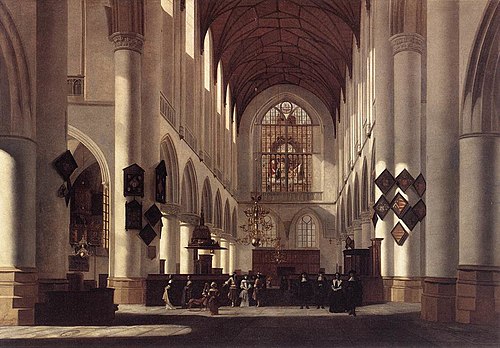 Interior of the St. Bavochurch in Haarlem, 1668, Job Berckheyde