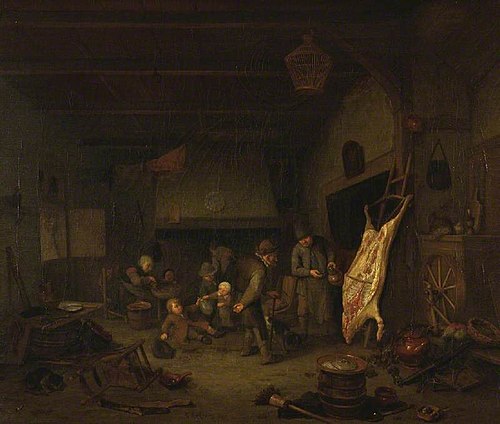 Interior of a farmhouse, 1699, Richard Brakenburgh