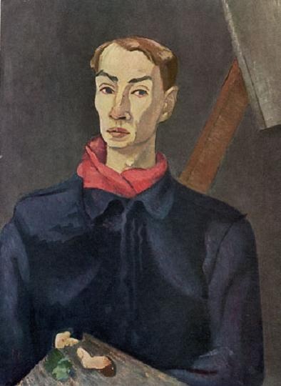 Self-Portrait with a Red Neckerchief, 1918, Jēkabs Kazaks