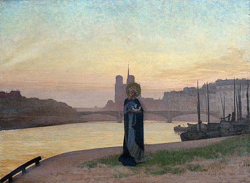 Sainte Geneviève devant Paris, 1885, Edmond Aman-Jean