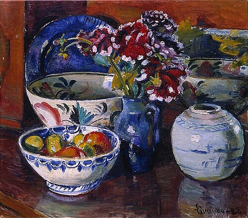Oppstilling med krukker og blomster, 1928, Severin Grande