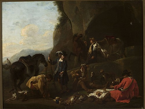 Rest during the hunt, , Pieter van Laer