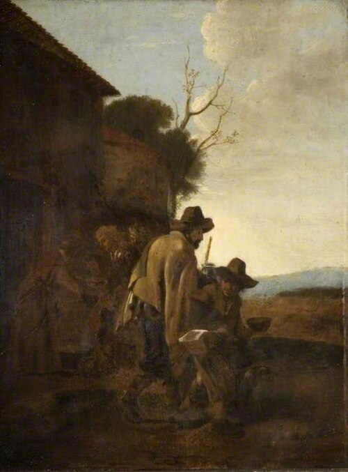 A Franciscan Saint Distributing Food to Peasants, 1650, Pieter van Laer