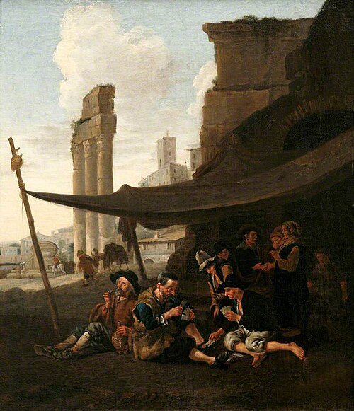 Card Players in the Forum, Rome, , Pieter van Laer