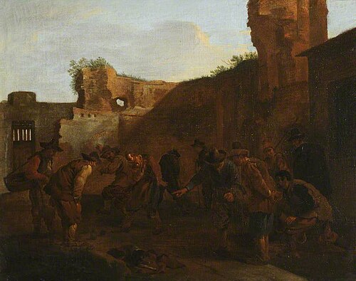 A Game of Bowls in a Roman Ruin, , Pieter van Laer