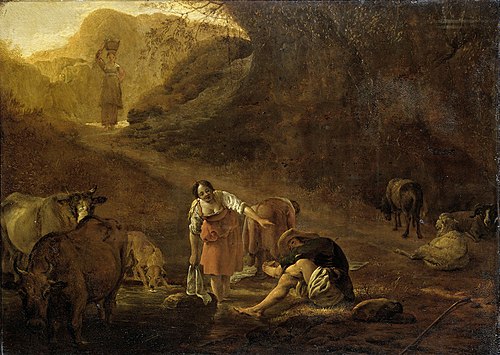 Pâtre et lavandière au printemps, 1630, Pieter van Laer
